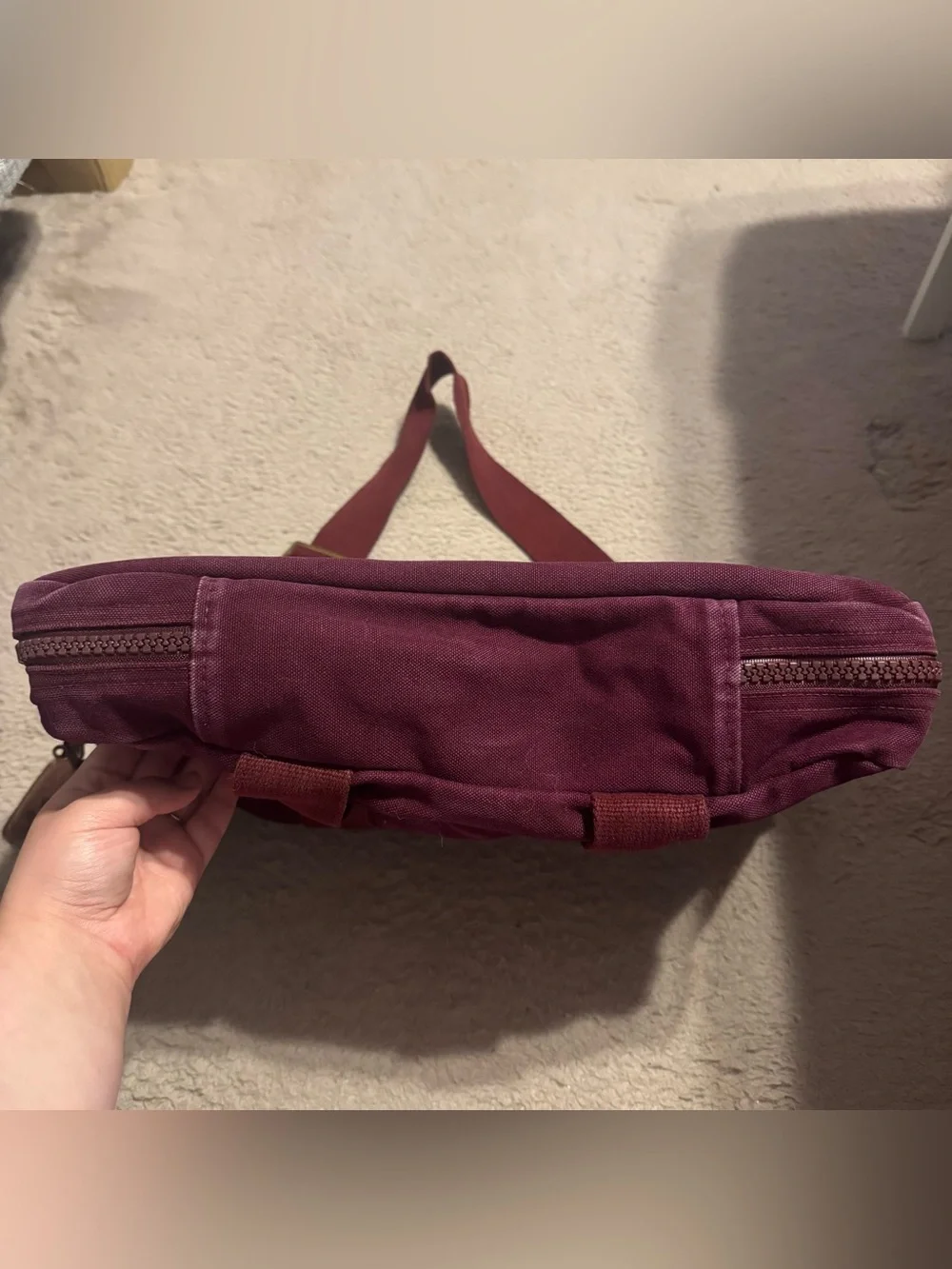 VTG Lands End Square Rigger Canvas Briefcase Messenger Bag Utility Burgundy Wine